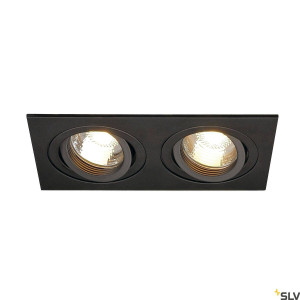 Wpuszczana oprawa podtynkowa NEW TRIA 2, lampa wpuszczana, dwupunktowa, QPAR51, prostokątna, kolor czarny, maks. 100W, ze sprężynami zaciskowymi (113