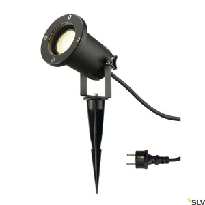 NAUTILUS SPIKE XL, lampa wbijana w grunt outdoor, QPAR51, IP65, czarna, maks. 11W, z przewodem 1,5m z wtyczką (227410) - SLV