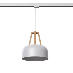 Lampa wisząca na szynie CASCO biała/naturalne drewno E27 (MYL.00193) - Make Your Light