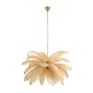 Ekskluzywna lampa wisząca z piórami EMU pióra beżowe 100 cm (ST-DN127 beige) - Step into Design