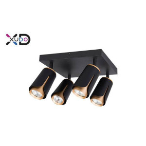Plafon GU10 LED x4 czarny+złoty kwadrat (XD-IK274B) - Xudo