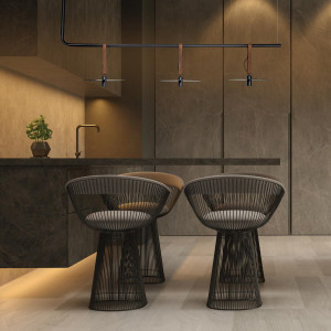 PENDANT LIGHT LED 24W BLACK-LEATHER (18138-B Zambelis) - Zambelis
