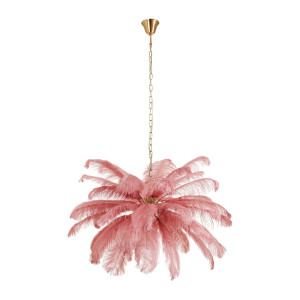 Ekskluzywna lampa wisząca z piórami EMU pióra różowe 100 cm (ST-DN127 pink) - Step into Design