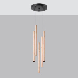 Lampa wisząca PASTELO 5P drewno (SL.1270) - Sollux Lighting