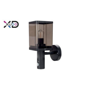 Kinkiet z czujnikiem ruchu, E27 LED IP44 Smoke PIR czarny (XD-QA132S) - Xudo
