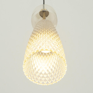 PENDANT LIGHT E14 MAX 40W METAL-GLASS ANTIQUE BRASS (23008 Zambelis) - Zambelis
