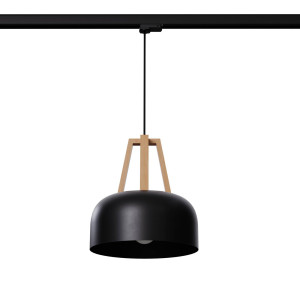 Lampa wisząca na szynie CASCO czarna/naturalne drewno E27 3000K 7,5W 620lm (MYL.00200) - Make Your Light