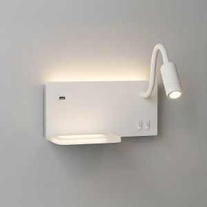 Lampa nocna z półką Shelf Led 4W+5W+2W prawa Biały (ML0694) - Milagro