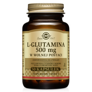 Solgar L-Glutamina 500 mg W postaci wolnej 50 kaps.