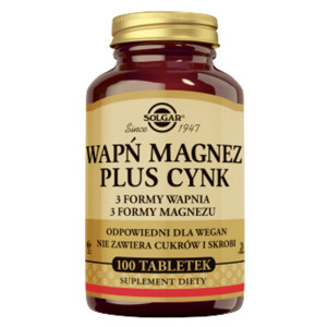 Solgar Wapń, Magnez, Cynk 100 tabletek