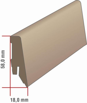 Vinyl Sockelleiste für Check Nr. 2486-TB24 mit den Abmessungen 18 x 58 x 2400 mm