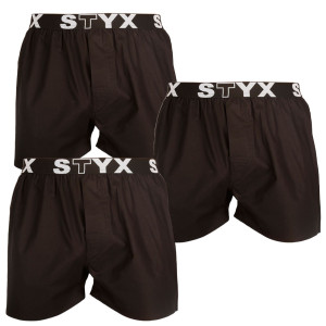 3PACK pánské trenky Styx sportovní guma černé (3B960) XL
