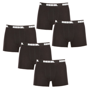 5PACK pánské boxerky Nedeto Rebel černé (5NBR001) 4XL