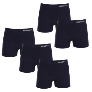 5PACK pánské boxerky Nedeto bezešvé bambusové modré (5NDTB002S) M