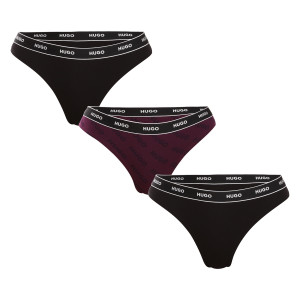 3PACK dámská tanga HUGO vícebarevná (50495870 520) XL