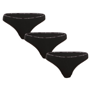3PACK dámská tanga Tommy Hilfiger černá (UW0UW05954 0V2) L