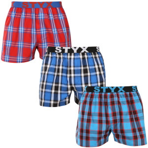 3PACK pánské trenky Styx sportovní guma vícebarevné (3B110810) M