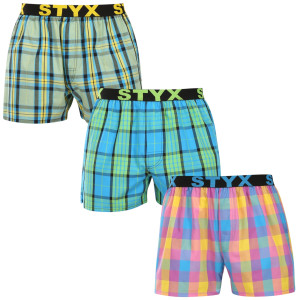 3PACK pánské trenky Styx sportovní guma vícebarevné (3B110103) S