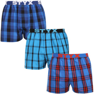3PACK pánské trenky Styx sportovní guma vícebarevné (3B010103) L