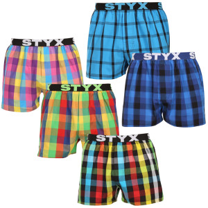 5PACK pánské trenky Styx sportovní guma vícebarevné (5B0113456) S