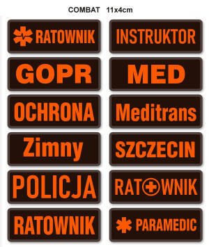 naszywka FLUO na COMBAT na zamówienie tło czarne (11x4cm)