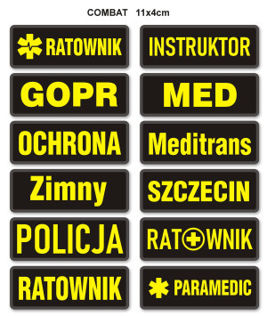 naszywka YELLOW FLUO na COMBAT na zamówienie tło czarne (11x4cm)