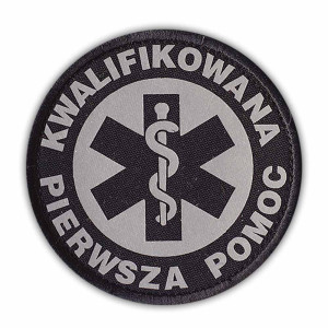Emblemat odblaskowy Kwalifikowana Pierwsza Pomoc Rzep 8,5 cm
