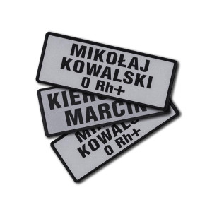 imiennik 1 - 3 linijki na zamówienie tło odblask (13x5cm)