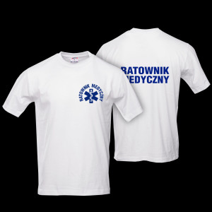 koszulka BIAŁA funkcyjna/nadruk granatowy