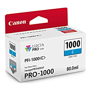 Tusz PFI-1000C (0547C001) Oryginalny błękitny / turkusowy / niebieski - 80ml - do CANON IMAGEPROGRAF IPF PRO- 1000, CANON IMAGEPROGRAF PRO- 1000