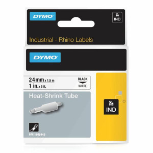 Rurka termokurczliwa do Dymo 1805443 24mm 1.5m [fi]5.5mm - 14.5mm biała rurka czarny nadruk oryginalna