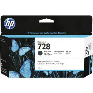 Tusz HP 728 (3WX25A) Oryginalny czarny matowy - 130ml - do HP DESIGNJET T 730, HP DESIGNJET T830 MFP 36, 24, HP DESIGNJET XT 870
