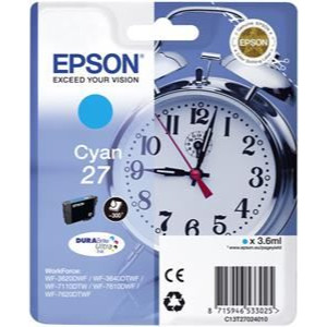 Tusz WF3620 WF3640 WF7110 WF7610 WF7620 (C13T27024010) Oryginalny błękitny / turkusowy / niebieski - 3,6ml - do EPSON WORKFORCE WF 7610DWF, 7620DTWF, 7710DWF, 7210DTW, 7720DTWF