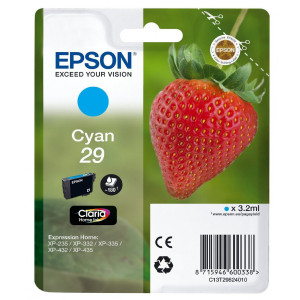 Tusz XP235 XP332 XP335 XP432 XP435 (C13T29824010) Oryginalny błękitny / turkusowy / niebieski - 3,2ml - do EPSON EXPRESSION HOME XP 435, 342, 245, EPSON EXPRESSION HOME XP- 247, 255