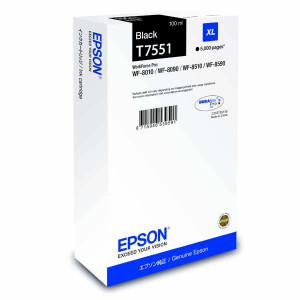 Tusz WF8010 WF8090 WF8510 WF8590 (C13T75514N) Oryginalny czarny - 100ml - do EPSON WORKFORCE PRO WF 8590DWF, 8010DW, 8090D3TWC, 8090DTW, 8090DTWC