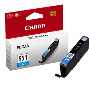 Tusz CLI-551 PGI-550 (CLI551C) Oryginalny błękitny / turkusowy / niebieski - 7ml - do CANON PIXMA MG 6350, 7140, CANON PIXMA MX 925, CANON PIXMA IX 6850