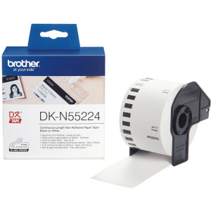 Taśma do Brother DK-N55224 czarny nadruk na białym tle, 54mm x 30,48 metrów na rolce BEZ KLEJU oryginalna