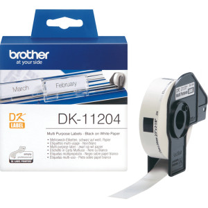 Taśma Brother DK-11204 czarny nadruk na białym tle, 17mm x 54mm 400 sztuk na rolce oryginalna