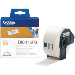 Etykiety do Brother DK-11208 czarny nadruk na białym tle, 38mm x 90mm 400szt etykiet na rolce oryginalna