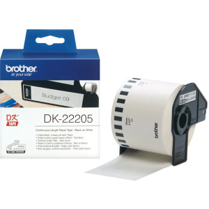 Taśma Brother DK-22205 czarny nadruk na białym tle, 62mm x 30,48 metrów na rolce oryginalna