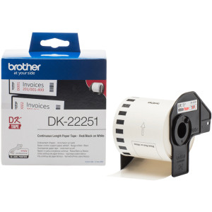 Taśma Brother DK-22251 czarny i czerwony nadruk na białym tle, 62mm x 15,24 metrów na rolce CZERWONY NAPIS oryginalna