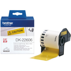 Taśma Brother DK-22606 czarny nadruk na żółtym tle, 62mm x 15,24 metrów na rolce ŻÓŁTA oryginalna
