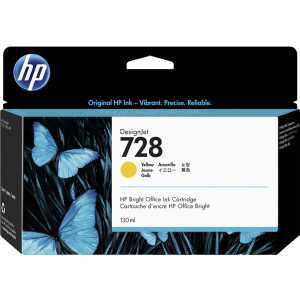Tusz HP 728 (F9J65A) Oryginalny żółty - 130ml - do HP DESIGNJET T 730, HP DESIGNJET T830 MFP 36, 24, HP DESIGNJET XT 870
