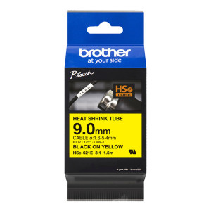 Rurka termokurczliwa Brother HSe-621E 9mm 1.5m [fi]1.6mm-5.4mm żółta rurka czarny nadruk oryginalna