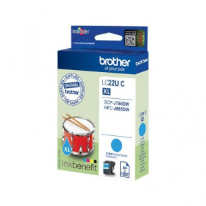 Tusz Brother (LC22UC) Oryginalny błękitny / turkusowy / niebieski do BROTHER DCP-J 785DW, BROTHER MFC-J 985DW