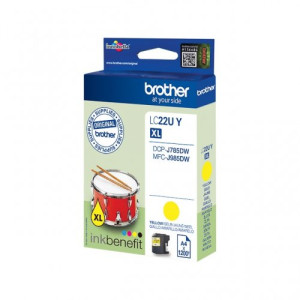 Tusz Brother (LC22UY) Oryginalny żółty do BROTHER DCP-J 785DW, BROTHER MFC-J 985DW