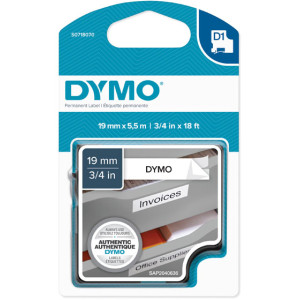 Taśma do Dymo D1 16960 19mm 5.5m biała taśma czarny napis POLIESTROWA oryginalna