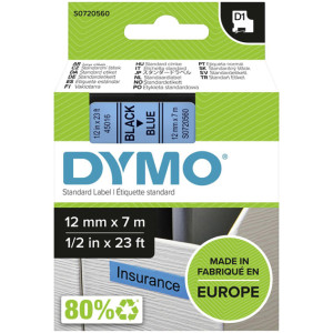 Taśma do Dymo D1 45016 12mm 7m niebieska taśma czarny napis S0720560 oryginalna