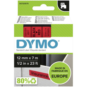 Taśma do Dymo D1 45017 12mm 7m czerwona taśma czarny napis S0720570 oryginalna
