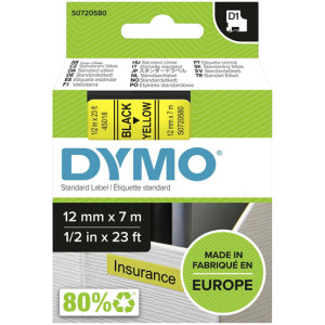 Taśma do Dymo D1 45018 12mm 7m żółta taśma czarny napis S0720580 oryginalna